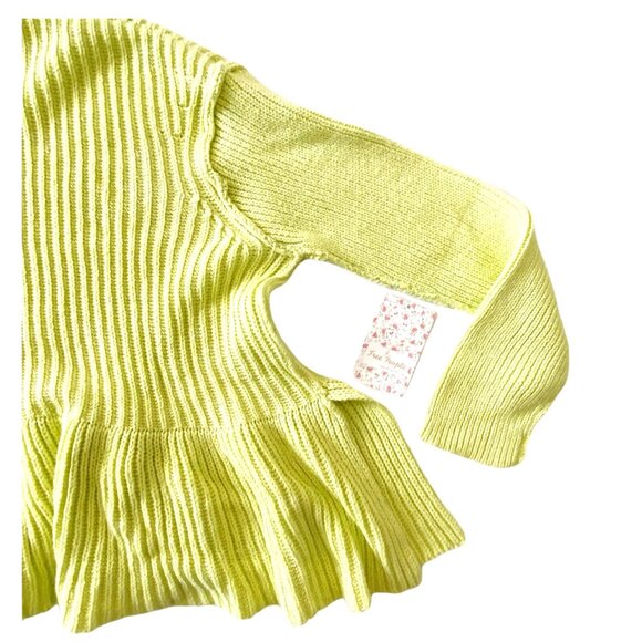 NWT Free People Cotton Blend Sweater,  Size M, Key Lime - Picture 10 of 14